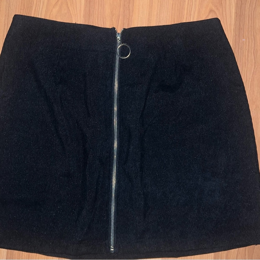 Black Mini Skirt with Front Zipper